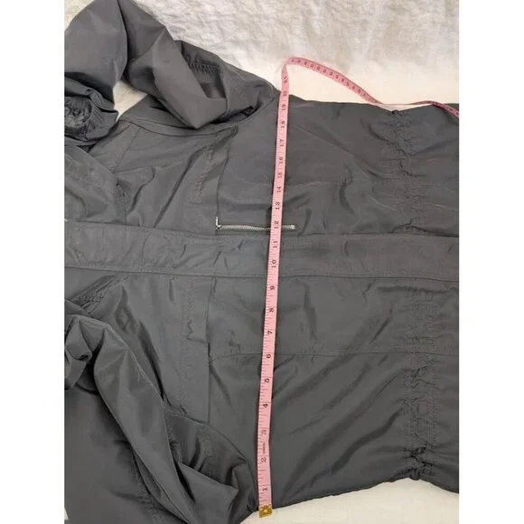 Abercrombie & Fitch gray windbreaker zip up hooded jacket women's size Medium - Picture 6 of 7